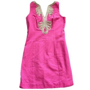 LILLY PULITZER JANICE SHIFT DRESS with Gold Accents Size 6 Elegant Feminine
